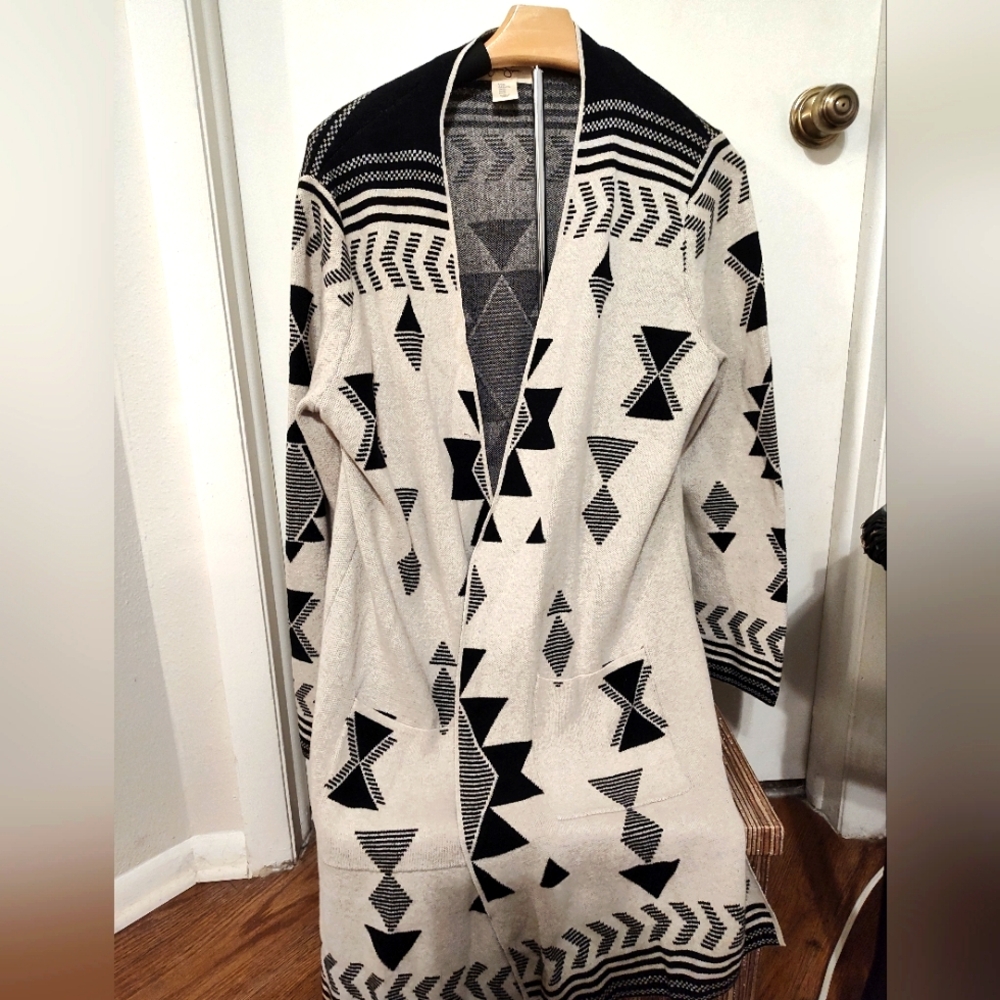 Jessica Simpson Aztec Long Length Duster Cardigan - Size X-Large